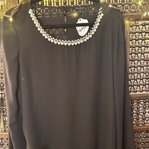 Sami and Jo petite medium high/low shirt with beaded neckline